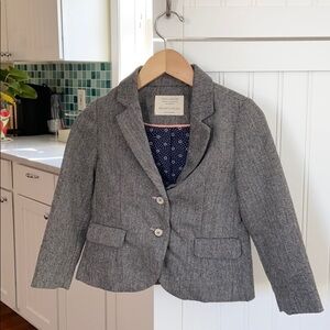 Zara Toddler Girl Gray Herringbone Tweed Blazer